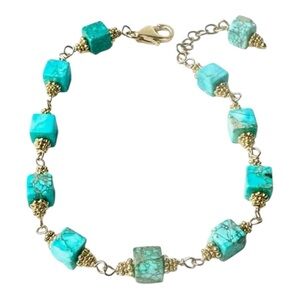Blue Sea Sediment Jasper Gold Vermeil Bracelet